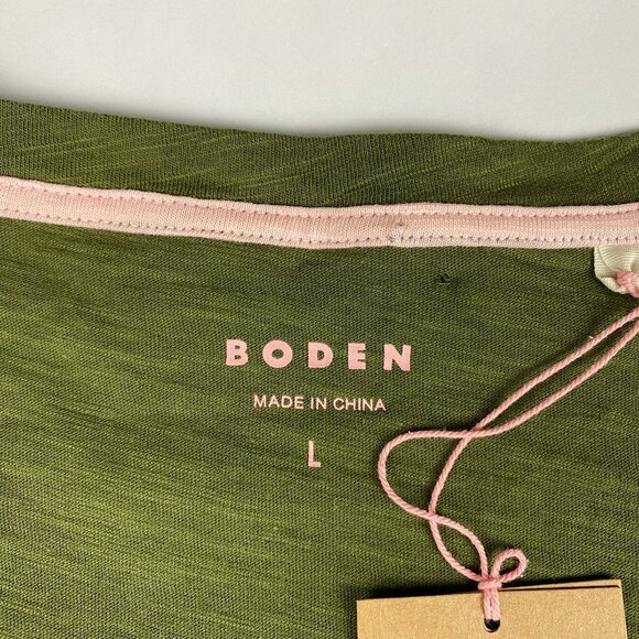 NWT Boden V-Neck T-Shirt Women's Size Large Green 100% Cotton - Picture 7 of 10